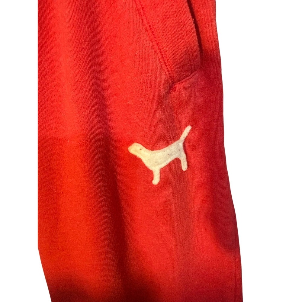 Y2K Victorias Secret PINK Sweatpants Coral Red Wide Leg Back Logo Pants M - Picture 6 of 6